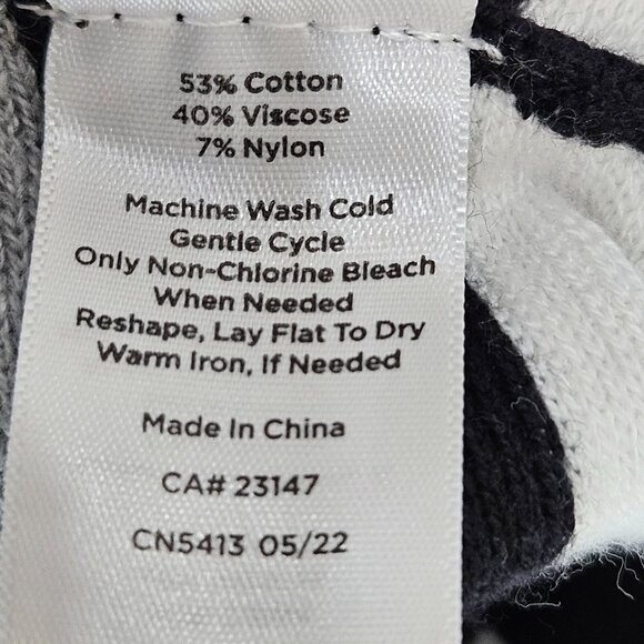 Talbots Black & White Stripe Crewneck Poncho Sweater Medium Large - Picture 6 of 8